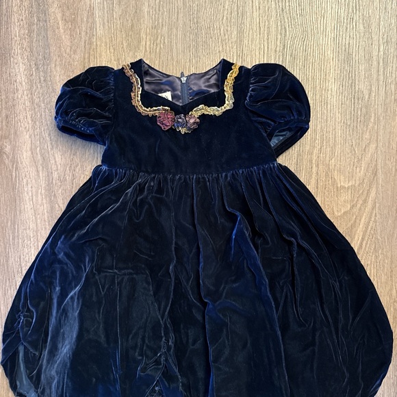 Vintage Bernadette’s biscotti size 4 Elegant Velvet Dress with Floral Detail - Picture 2 of 7